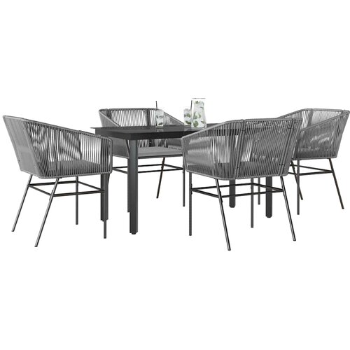 vidaXL 5-dijelni vrtni blagovaonski set s jastucima poliratan i staklo Cijene