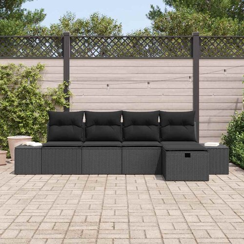  Sjedeća garnitura za vrt 5 kom. Crna poliratan 239 x 117 x 85 cm Slike