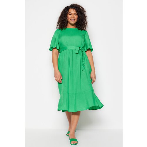 Trendyol Curve Plus Size Dress - Green - Skater Slike
