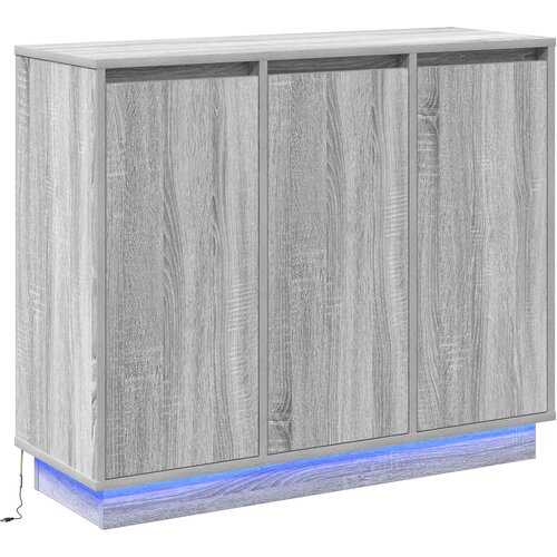 vidaXL PVC komoda s LED svjetlom Siva Sonoma 90x32x75 cm Cene