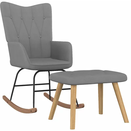 vidaXL Gugalni stol s stolčkom temno sivo blago