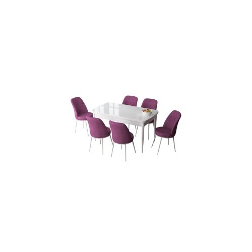 Hanah home set trpezarijski sto i 6 stolica zen white purple Cene