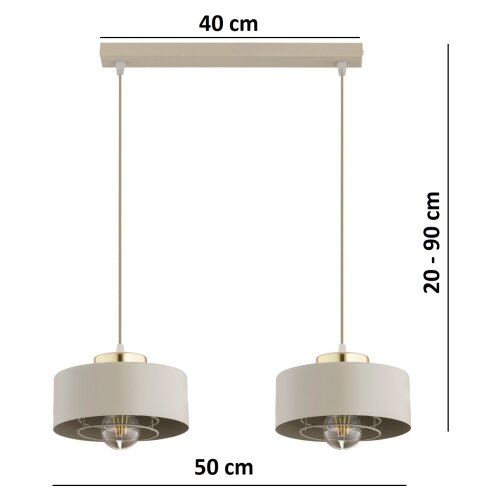  Brilagi - Visilica na sajli 2xE27/60W/230V bež/zlatna Slike