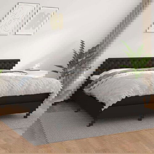  Box spring postelja z vzmetnico črn 140x200 cm umetno usnje, (20725902) Slike