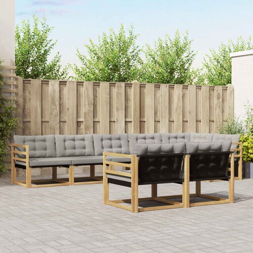  Set vanjskih sofa s jastukom 8 pcs Bijela i svjetlosiva Cene
