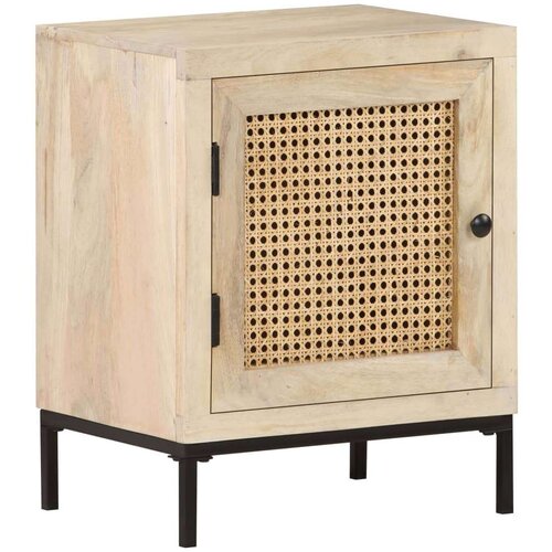 VidaXL Noćni ormarić 40x30x50 cm masivno drvo manga i prirodna trska Slike