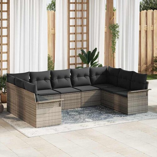  Sjedeća garnitura za vrt 9 kom. Siva poliratan 289 x 187,5 x 85 cm Cijene