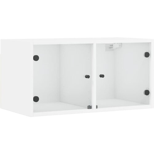 Maison Chic Stenska omarica - Zidna omarica s steklenimi vrati bela 68,5x37x35 cm iu915, (22062750) Cene