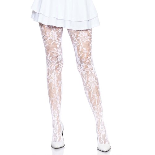 Leg Avenue Seamless Floral Lace Tights White Cijene