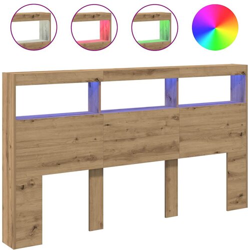 vidaXL Omarica za vzglavje postelje LED artisian hrast 180x17x102 cm, (21829040) Cene