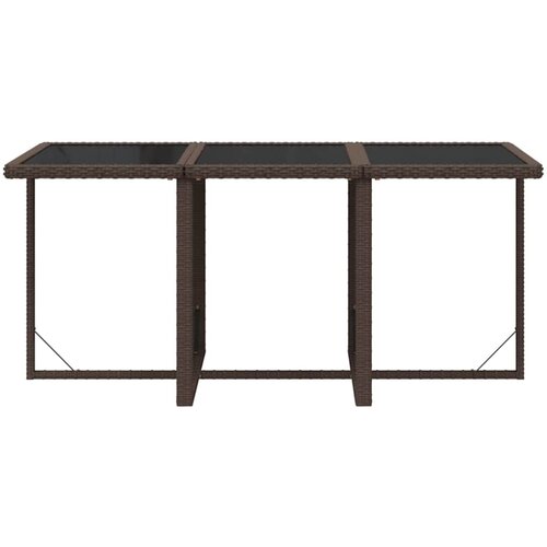  7-dijelni vrtni blagovaonski set s jastucima poliratan smeđi Smeđa 163 cm table length Slike