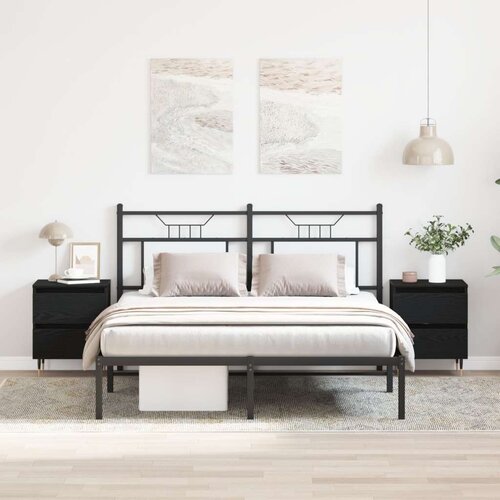  Nočne omarice 2 kosi Črno hrast 40x35x50 cm Umetni les Cene