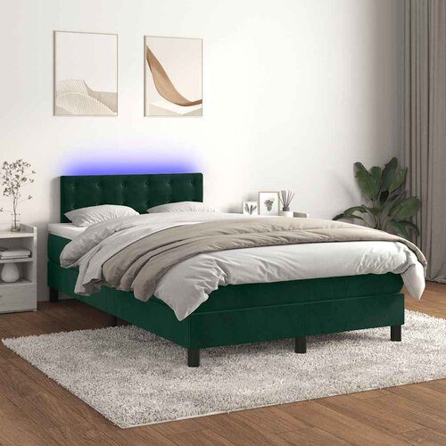  box spring s madracem LED tamnozeleni 120x200 cm baršun Cene