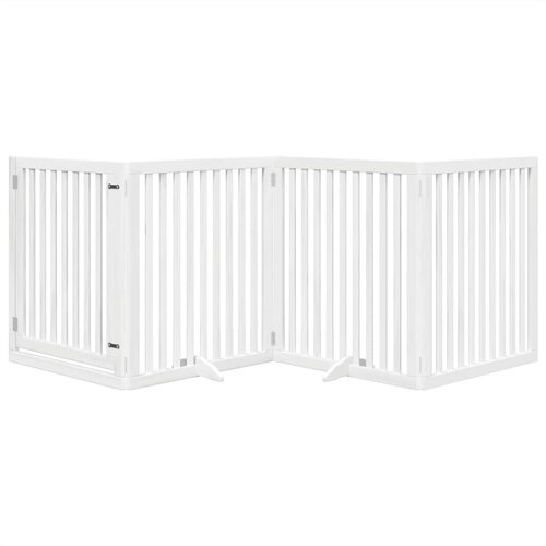  Vrata za pse s vrata&amp;scaron;cima 4 panela sklopiva 320 cm drvo topole Bijela 80 x 90 x 2 cm Slike