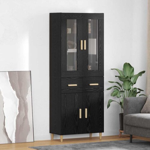  Highboard Crni hrast 69,5 x 34 x 180 cm Konstruirano drvo Cijene