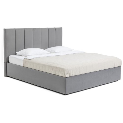 Bonami Selection Sivi tapecirani bračni krevet s podnicom i prostorom za odlaganje 180x200 cm Thessa Bold Line – Cijene