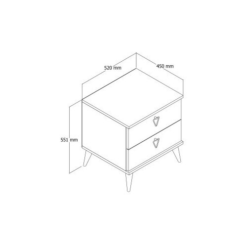 Hanah home Noćni ormarić Versa 52x55.1x45cm Orah Cene