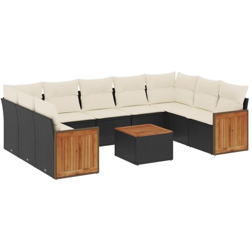 vidaXL 10-dijelni set vrtnih sofa s jastucima crni od poliratana Cijene