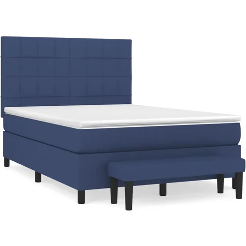 Maison Chic Box spring postelja - Vzmetna postelja z vzmetnico modra 140x200 cm blago SL8378, (21886471)
