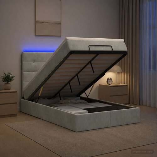  od pjene s madracem i LED-om Svjetlosiva 120 x 200 cm Slike