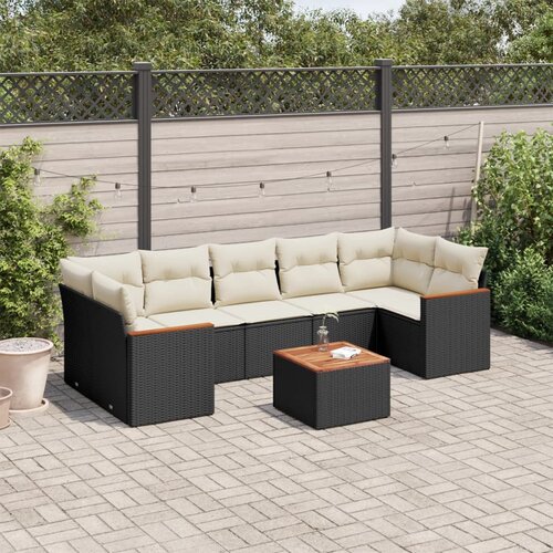 VidaXL 8-dijelni set vrtnih sofa od poliratana s jastucima crni Slike