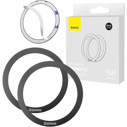 Baseus (2 kom) Metal Ring Magnetic Series (PCCH000001) - Univerzalni telefonski prsten za Samsung- iPhone - crni Cene