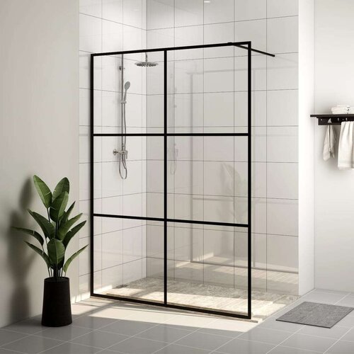 vidaXL pregrada za tuširanje s prozirnim staklom ESG 140 x 195 cm crna Cene