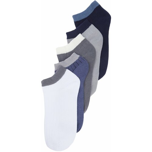 Trendyol Men's 5-Pack Multi Color Cotton Textured Contrast Color Block Pieced Booties-Short-Above Ankle Socks Cene