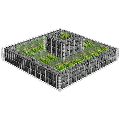 VidaXL Gabionska sadilica od pocinčanog čelika 120 x 120 x 20 cm Slike
