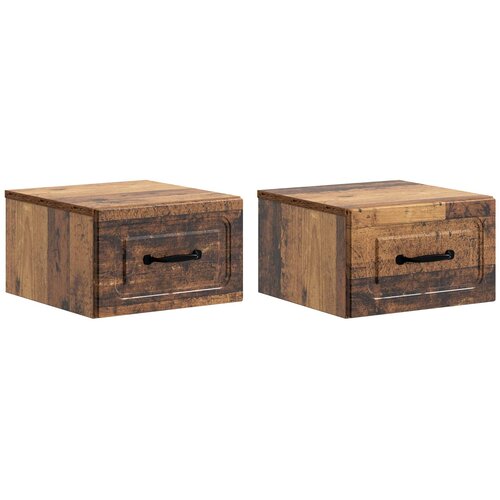 vidaXL Noćni ormarić za montažu na zid s ladicama 2 pcs Staro drvo - Staro drvo 2 Cijene