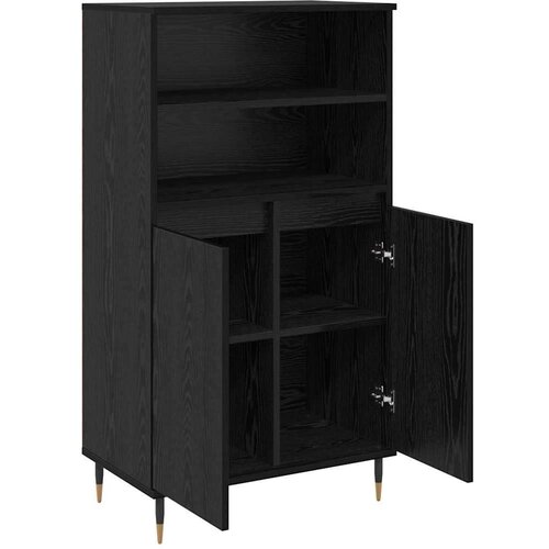  Highboard s policom s pohranom s vratima Crna 60 x 36 x 110 cm Konstruirano drvo Slike