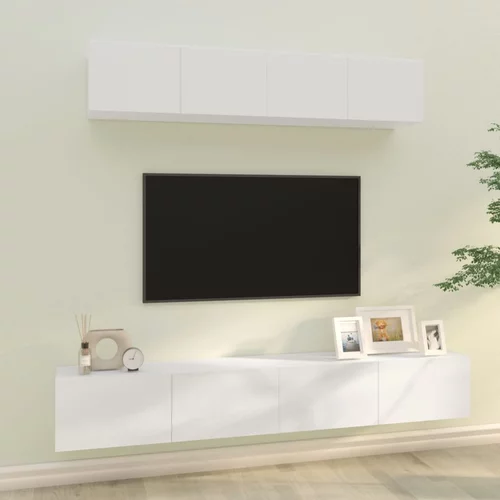 vidaXL 4-dijelni set TV ormarića sjajni bijeli konstruirano drvo