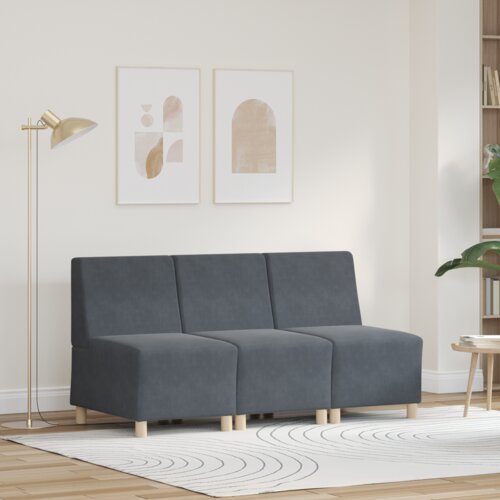 VidaXL sofa stolice 3 pcs tamno siva 55 x 74 x 82 cm bar&amp;scaron;un Slike