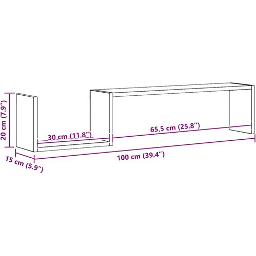 Zidne police 2 kom siva boja 100 x 15 x 20 cm konstruirano drvo Slike