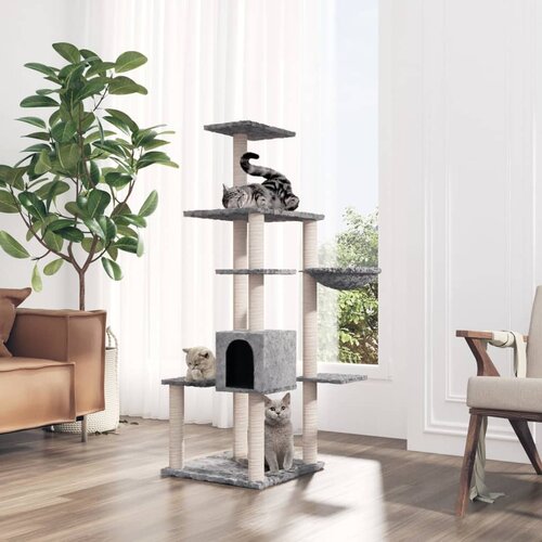 vidaXL Penjalica za mačke sa stupovima za grebanje svjetlosiva 142 cm Cijene