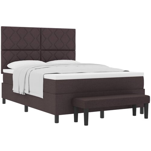 VidaXL Postelja z vzmetnico z vzmetnico Temno rjava 140 x 190 cm blago, (5000126106) Slike