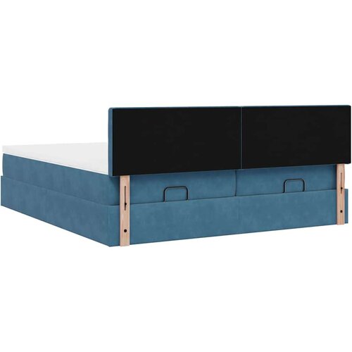 VidaXL Otomanski okvir kreveta s madracima plavi 180x200cm bar&amp;scaron;unasti Slike