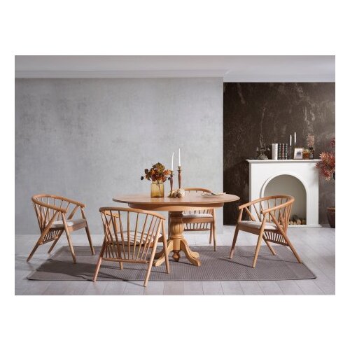 Hanah home eva - natural natural extendable dining table & chairs set (4 pieces) Cene