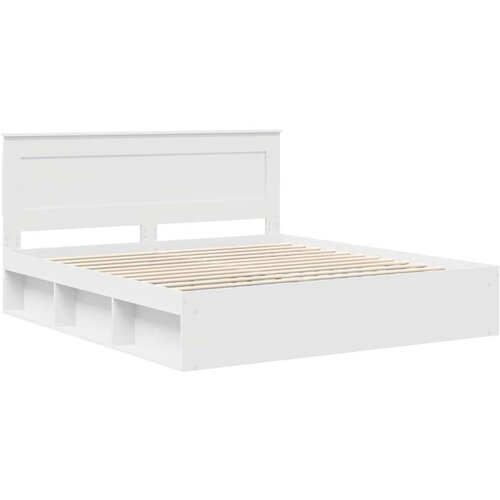 Okvir za krevet Bijelo 200 x 200 cm Čvrsto borovo drvo Slike