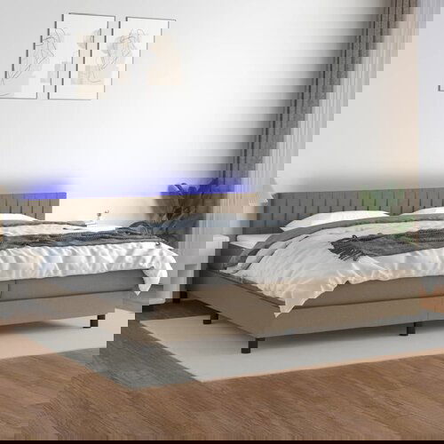 The Living Store Box spring postelja z vzmetnico LED taupe 200x200 cm blago - Box Spring Postelja, (21518131) Cene