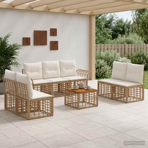  Set vanjskih sofa 8 kom. Prirodna i krema bijela Poliester Cijene