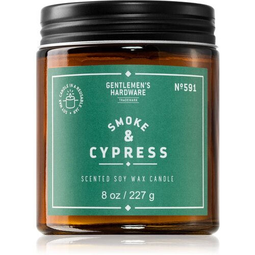Gentlemen's Hardware Dišeča sveča iz sojinega voska čas gorenja 48 h Smoke & Cypress – Gentlemen's Hardware Cene