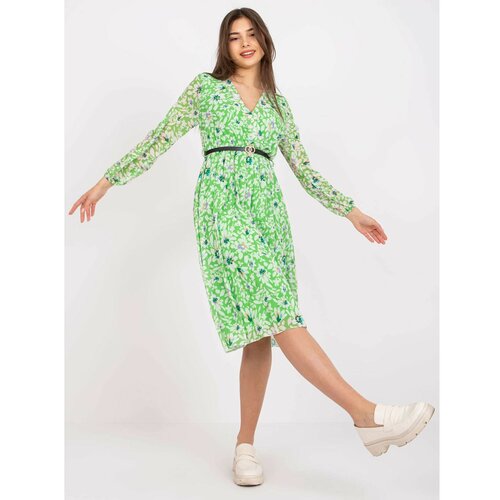Fashion Hunters Green wrap midi dress with flowers from Girona Slike