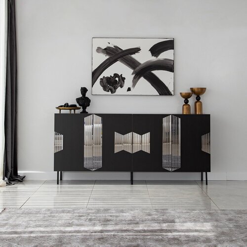 Hanah home komoda Vienna 180x80x40cm crno-siva Cene