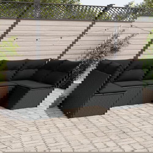 vidaXL 6-dijelni set vrtnih sofa s jastucima crni od poliratana Cijene