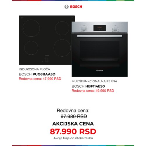 Bosch Ugradni Set 1: Rerna HBF114ES0 + Indukciona ploča PUG611AA5D Slike