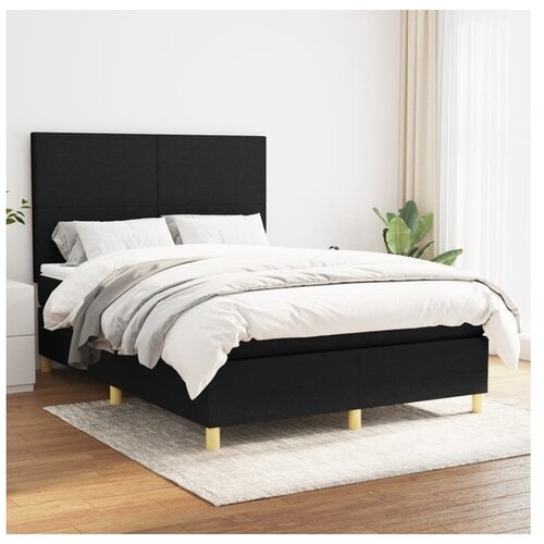  Box spring postelja z vzmetnico črna 140x200 cm blago Cene