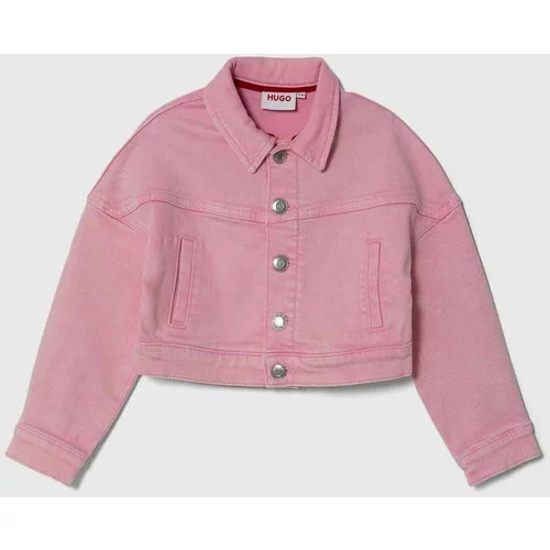 Hugo Otroška jeans jakna roza barva
