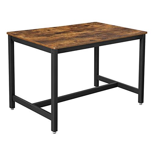Songmics Jedilna miza za 4 osebe, kuhinjska miza, 120 x 75 x 75 cm, trpežen kovinski okvir, industrijski stil, za dnevno sobo, jedilnico, rustikalna rjava in črna KDT75X, (21387934) Slike