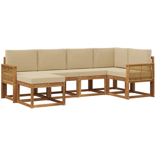 vidaXL Zunanja garnitura za sedenje 6 pcs Naravna in bež Poliester, (5000279651) Cene